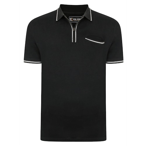 KAM Peach Finish Polo With 1/4 Zip Black